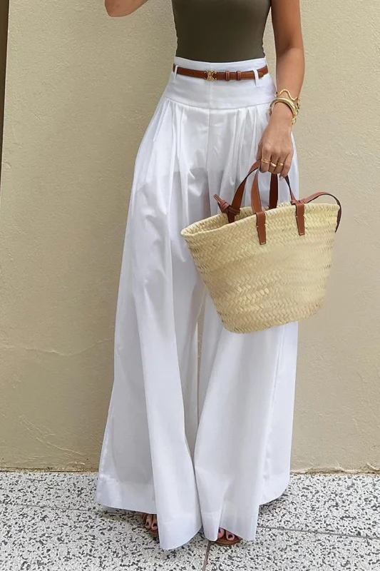 Solid Wide Leg Pants