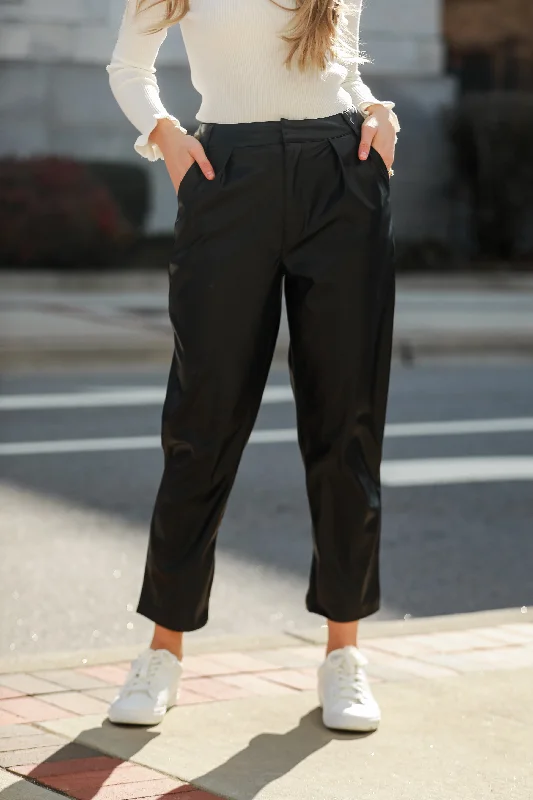 FINAL SALE - Totally Polished Black Leather Pants