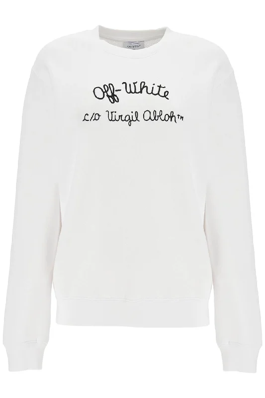 crewneck sweatshirt with OWBA055F24FLE004 WHITE - BLACK