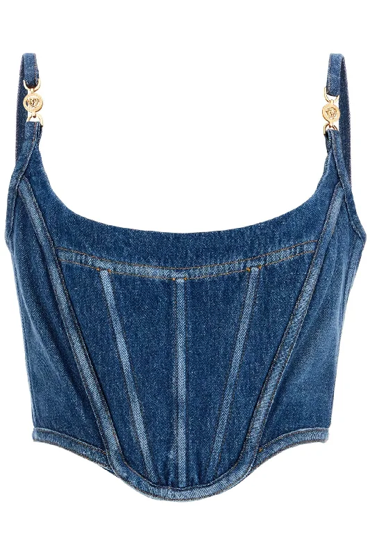 denim top corset with 1016275 1A07079 MEDIUM BLUE