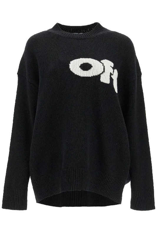 ""oversized sweater OWHE106F24KNI001 BLACK - WHITE