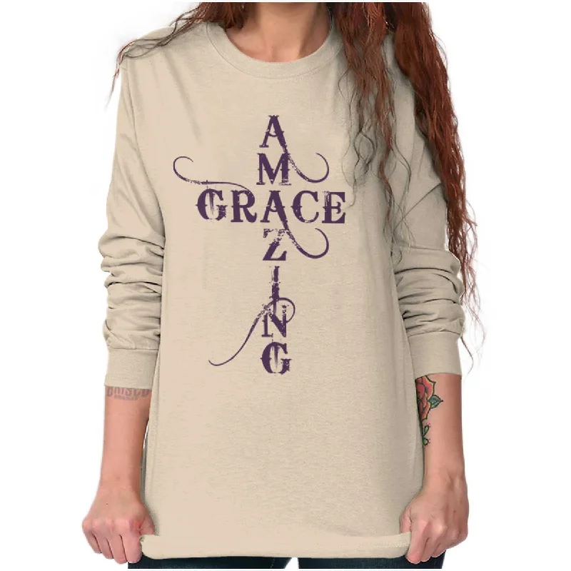 Amazing Grace Script Long Sleeve T-shirt