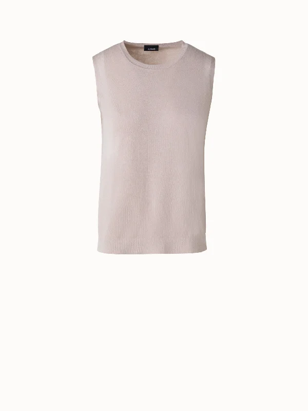 Knit Top in Silk Cotton with Semi-Sheer Sides